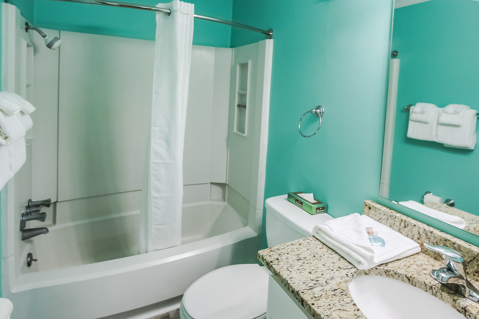 A standard bathroom at VRI's A Place at the Beach III in North Carolina